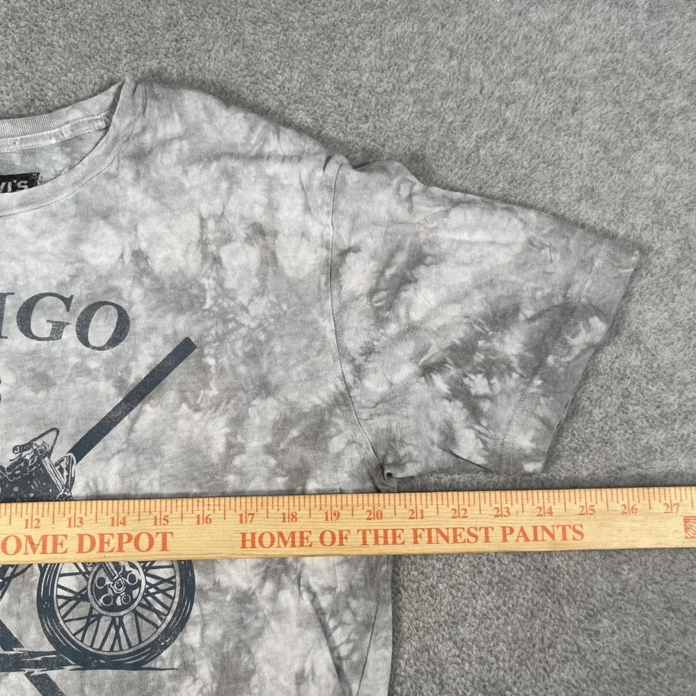 Levi's T Shirt Men Large Gray Tie Dye Motorcycle Graphic Cotton Crew Neck Casual
